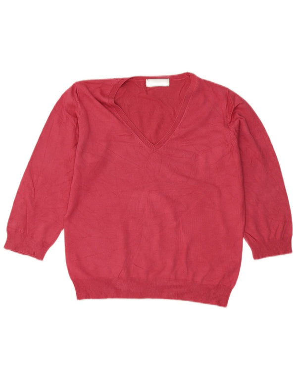 Marks & Spencer Womens Crop V-Neck Jumper Sweater UK 16 Large Pink