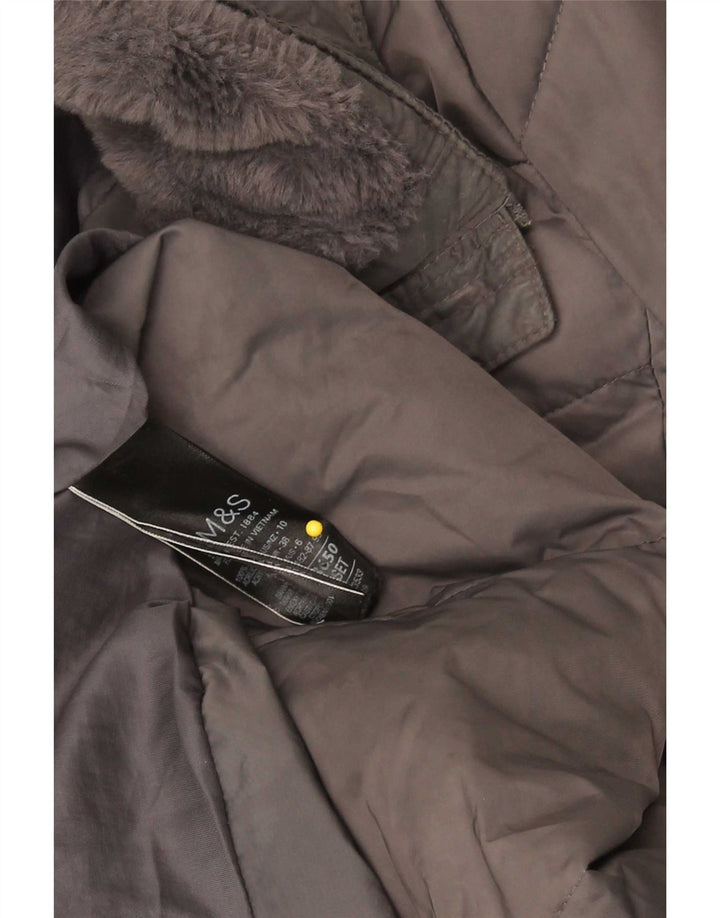 Marks & Spencer Womens Hooded Oversized Padded Coat UK 10 Small Grey