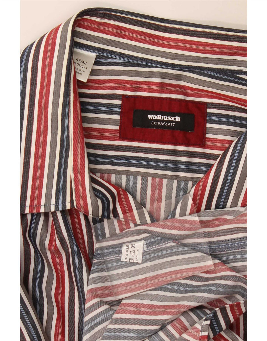 Walbusch Mens Shirt Size 47/48 2XL Multicoloured Pinstripe Cotton