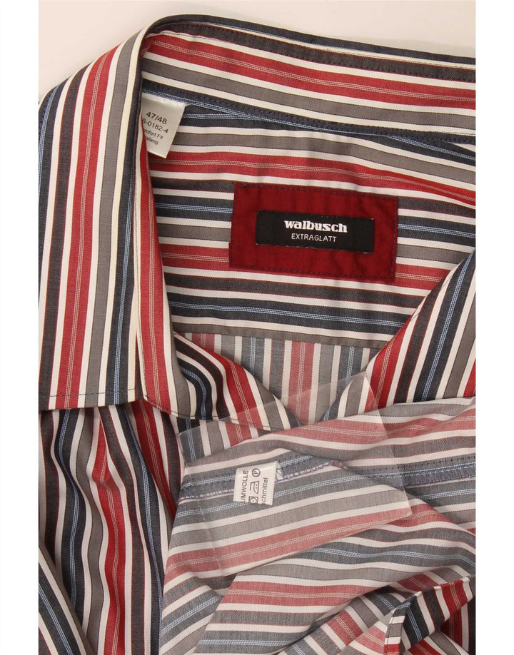 Walbusch Mens Shirt Size 47/48 2XL Multicoloured Pinstripe Cotton