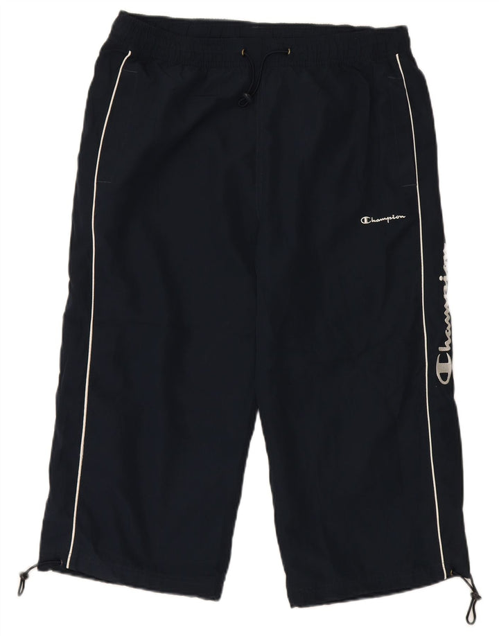 CHAMPION Mens Graphic Bermuda Sport Shorts Medium  Navy Blue Polyester