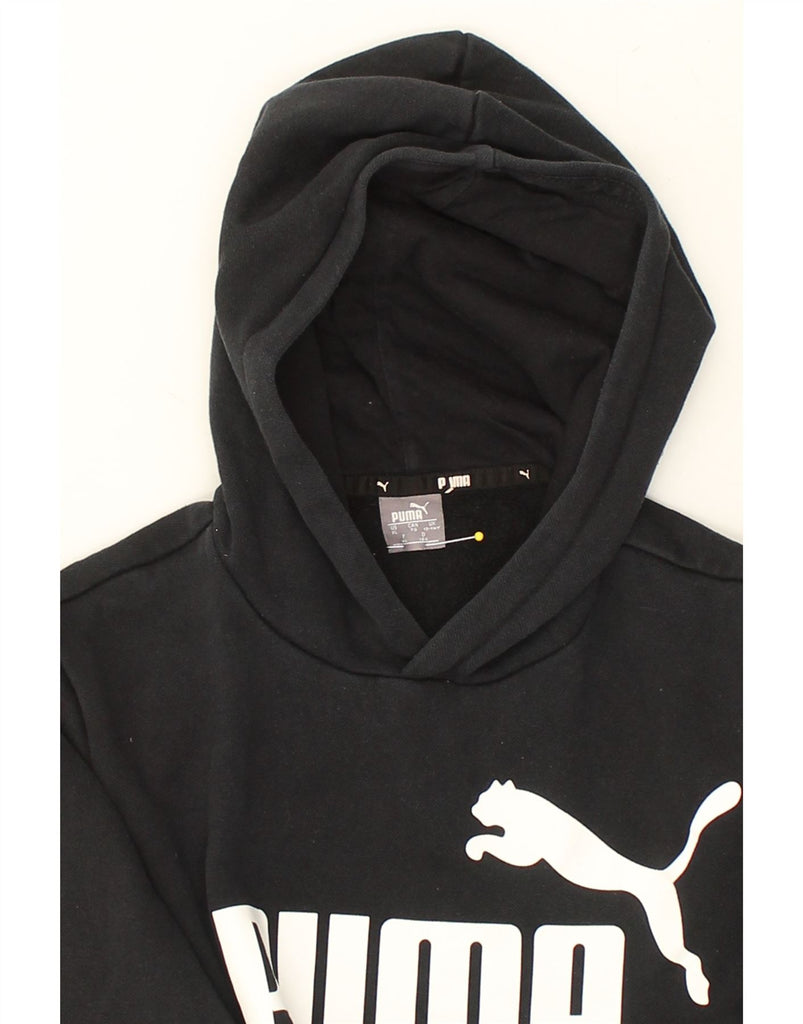 PUMA Boys Graphic Hoodie Jumper 13-14 Years Black Cotton | Vintage Puma | Thrift | Second-Hand Puma | Used Clothing | Messina Hembry 