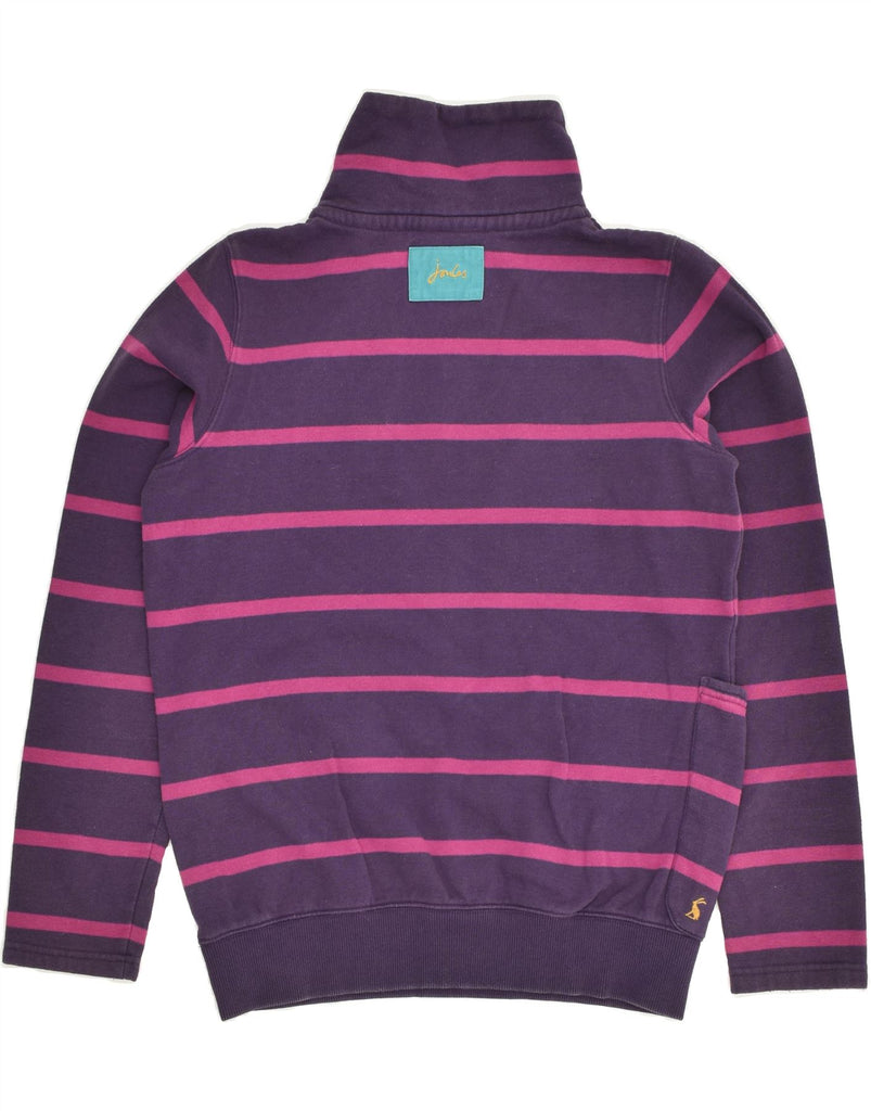 JOULES Womens Button Neck Sweatshirt Jumper UK 10 Small Purple Striped | Vintage Joules | Thrift | Second-Hand Joules | Used Clothing | Messina Hembry 