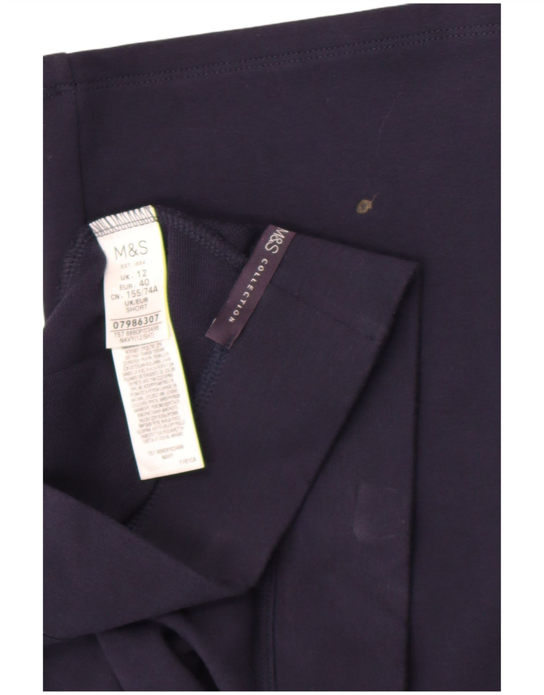 Marks & Spencer Womens Tracksuit Trousers UK 12 Medium Navy Blue Cotton