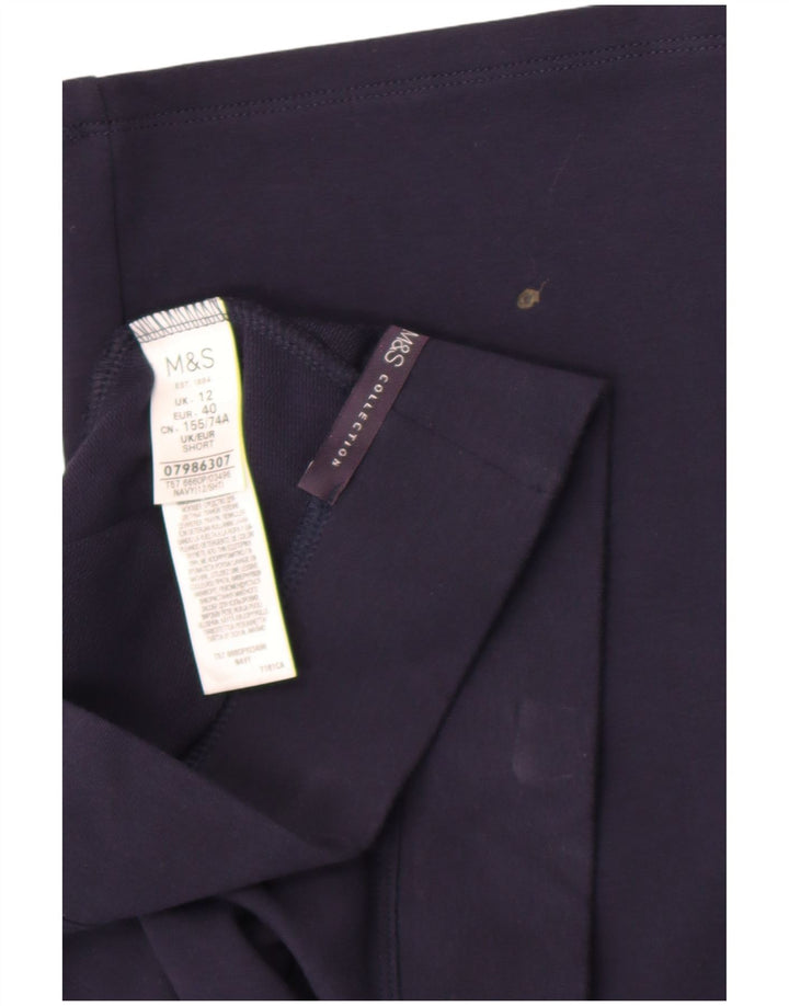 Marks & Spencer Womens Tracksuit Trousers UK 12 Medium Navy Blue Cotton