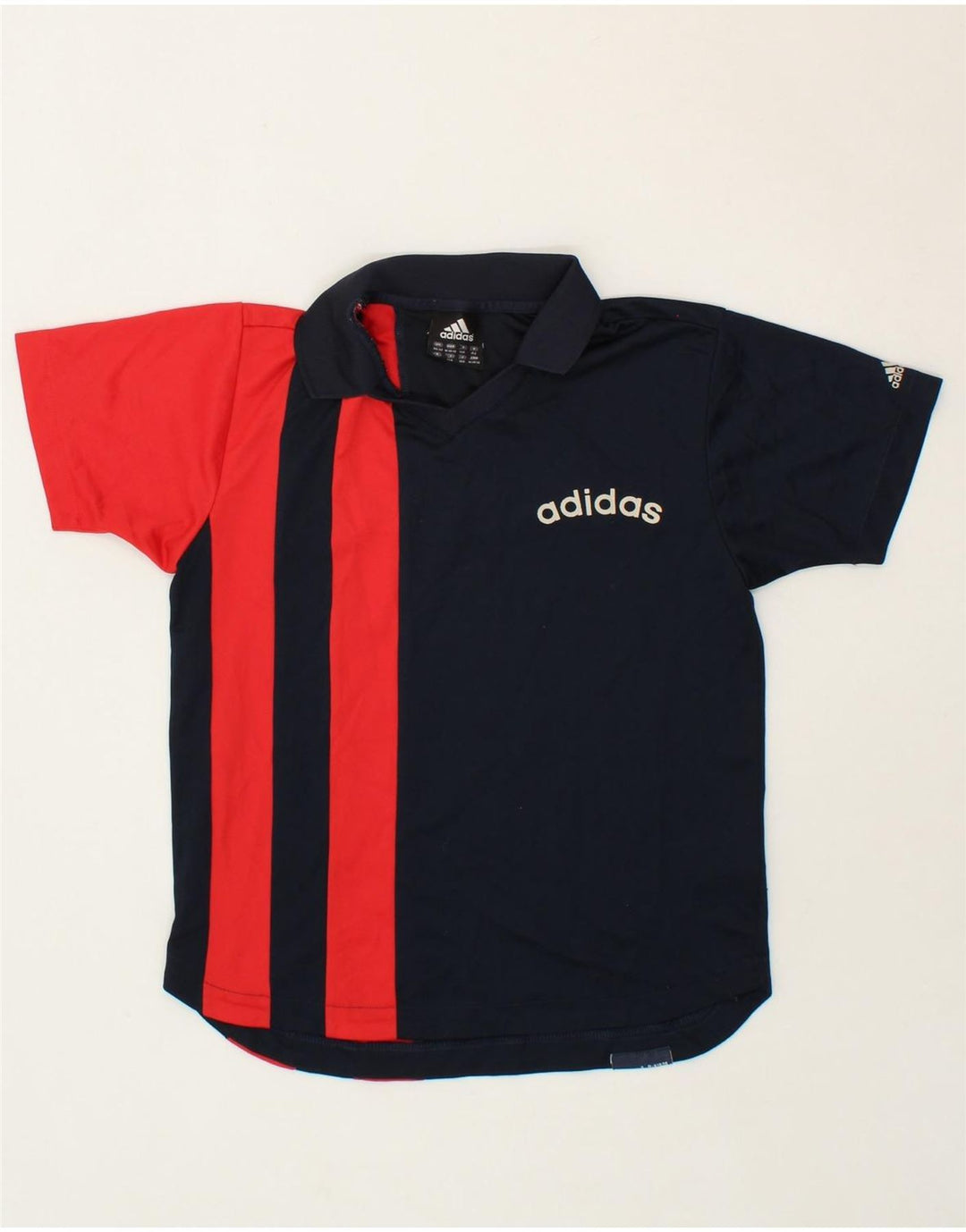 ADIDAS Boys Graphic Polo Shirt 11-12 Years Medium Red Colourblock Vintage Adidas and Second-Hand Adidas from Messina Hembry 