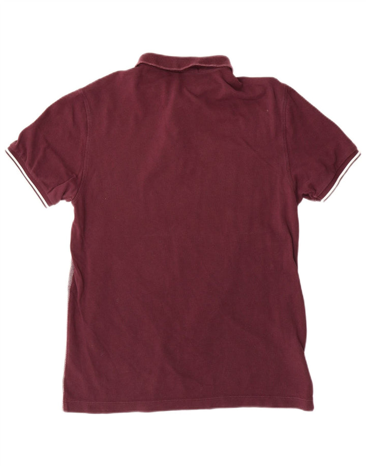 Fred Perry Mens Polo Shirt Medium Burgundy Check Cotton