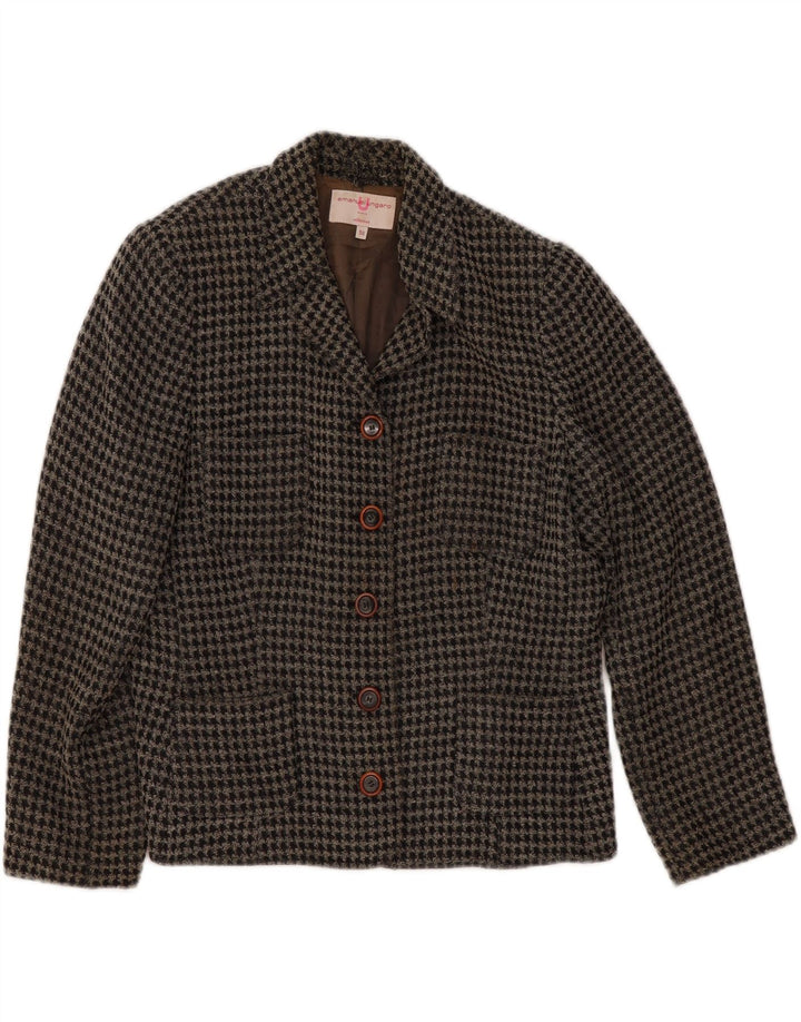 Emanuel Ungaro Womens 5 Button Blazer Jacket IT 50 XL Black Houndstooth