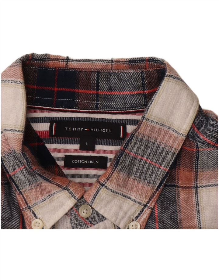 Tommy Hilfiger Mens Flannel Shirt Large Multicoloured Check Cotton