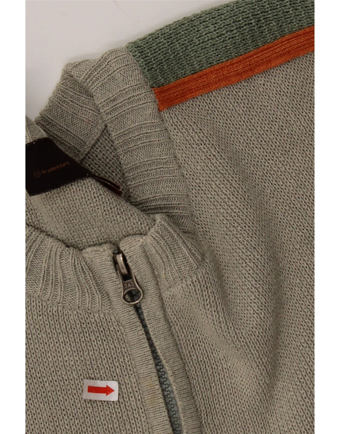 GAS Mens Cardigan Sweater XL Grey Colourblock Cotton