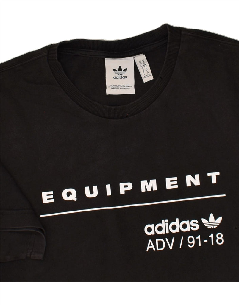 ADIDAS Womens Graphic T-Shirt Top UK 14 Medium Black | Vintage Adidas | Thrift | Second-Hand Adidas | Used Clothing | Messina Hembry 