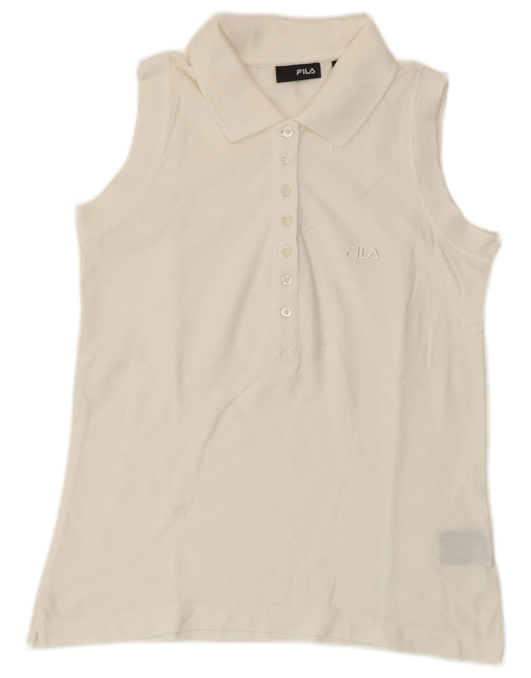 Fila Womens Sleeveless Polo Shirt UK 12 Medium White Cotton