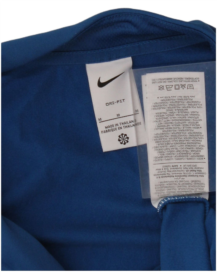 NIKE Womens Dri Fit Zip Neck Pullover Tracksuit Top UK 14 Medium Blue