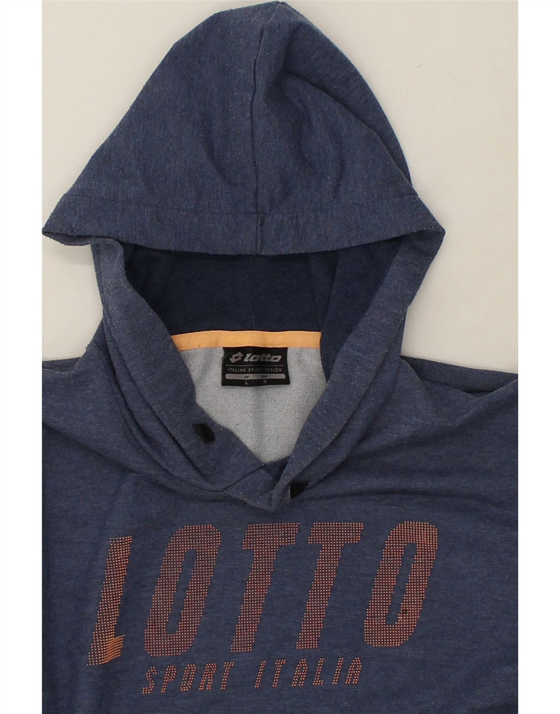 LOTTO Mens Graphic Hoodie Jumper Large Navy Blue Polyester | Vintage Lotto | Thrift | Second-Hand Lotto | Used Clothing | Messina Hembry 