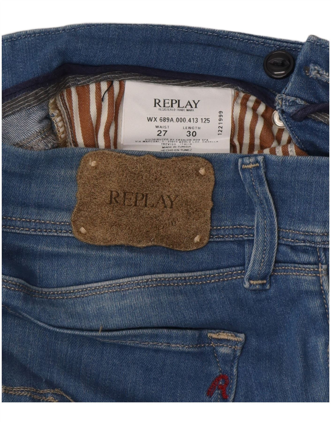 REPLAY Womens Skinny Jeans W27 L30 Blue Cotton