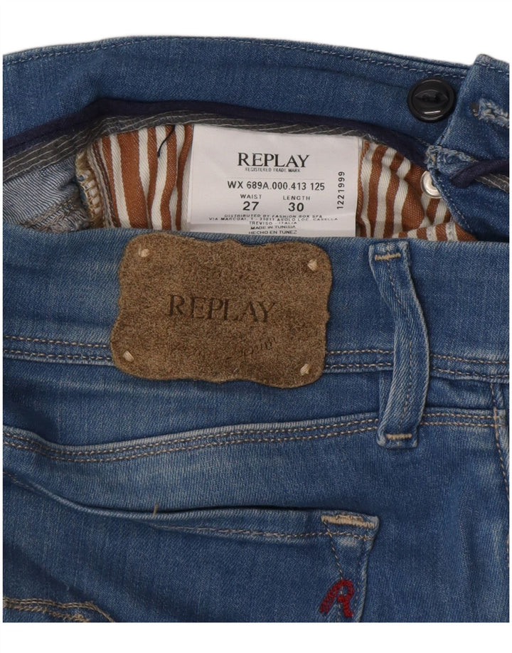 REPLAY Womens Skinny Jeans W27 L30 Blue Cotton