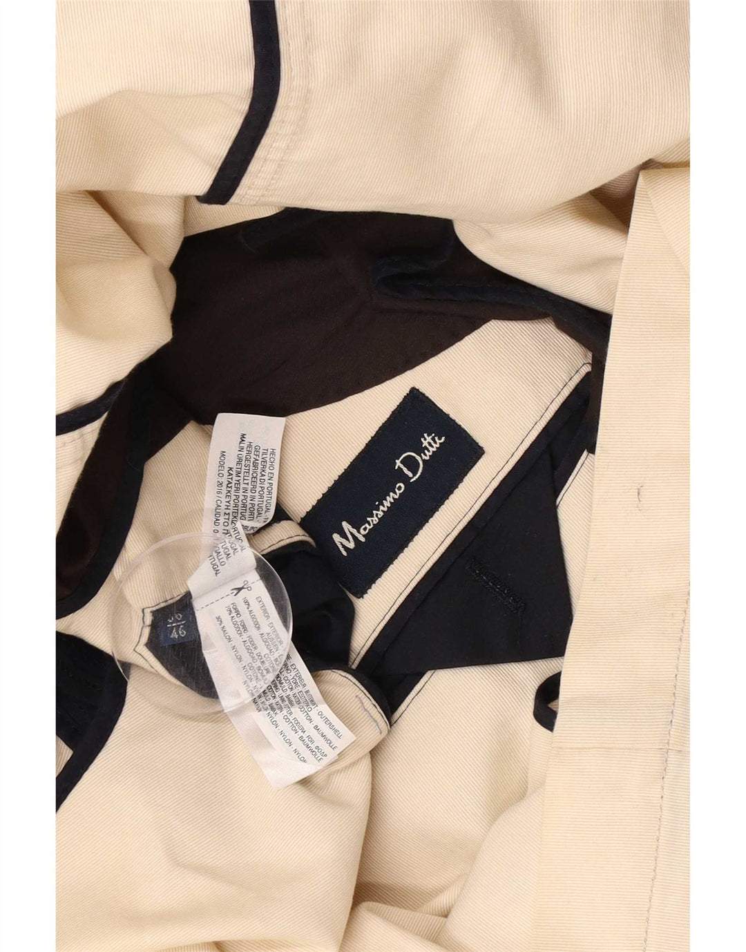 Massimo Dutti Mens 2 Button Blazer Jacket EU 56 XL Beige Cotton