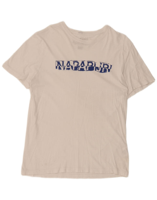 Napapijri Womens Graphic T-Shirt Top UK 14 Medium White Cotton