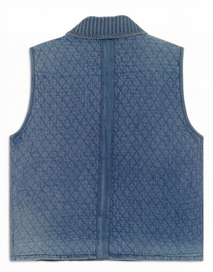 Blue Willi's Womens Quilted Denim Gilet UK 14 Medium Cotton