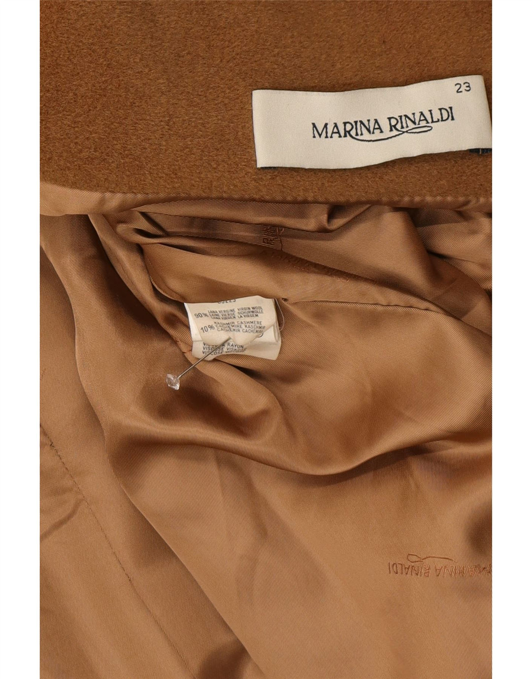 Marina Rinaldi Womens Overcoat Size 23 Medium Brown Virgin Wool