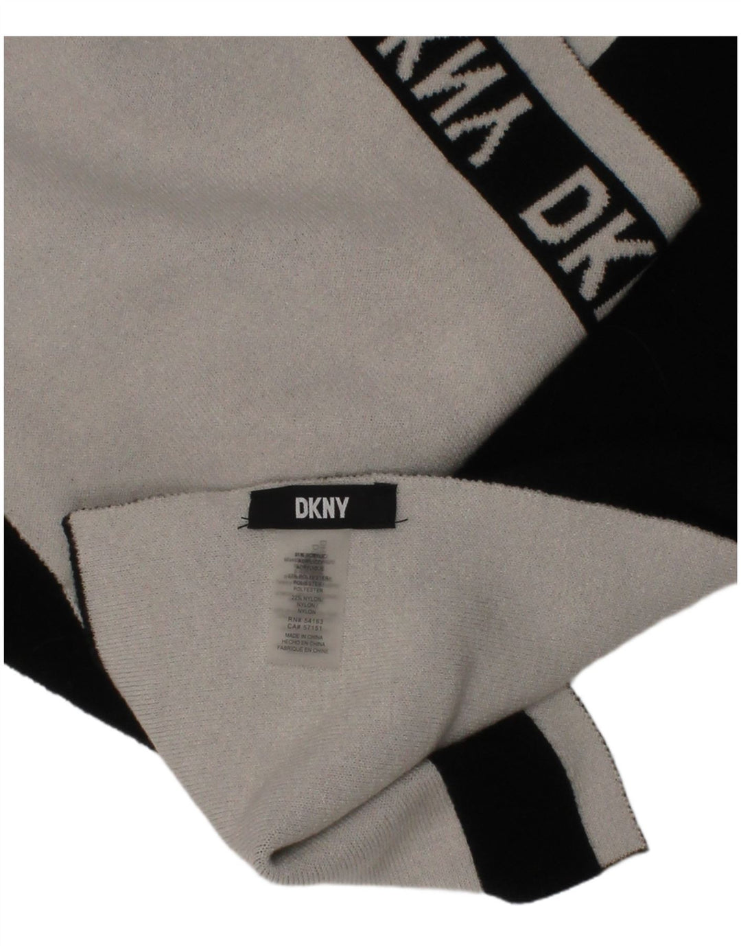 Dkny Mens Rectangle Scarf One Size Black Striped Acrylic Logo