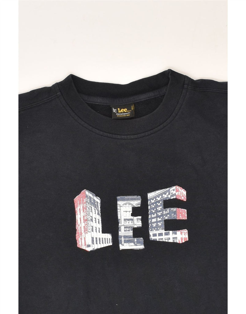 LEE Boys Graphic Sweatshirt Jumper 13-14 Years Large Black Cotton | Vintage Lee | Thrift | Second-Hand Lee | Used Clothing | Messina Hembry 