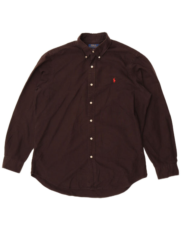 Polo Ralph Lauren Mens Classic Fit Shirt Large Brown Cotton