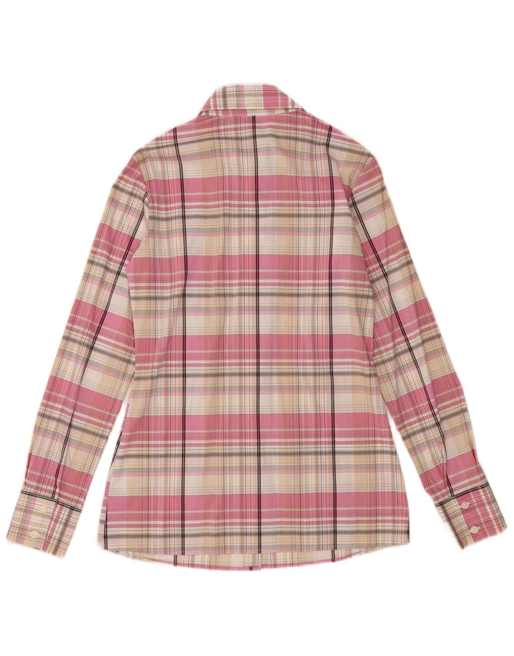 Benetton Womens Shirt UK 10 Small Pink Plaid Cotton