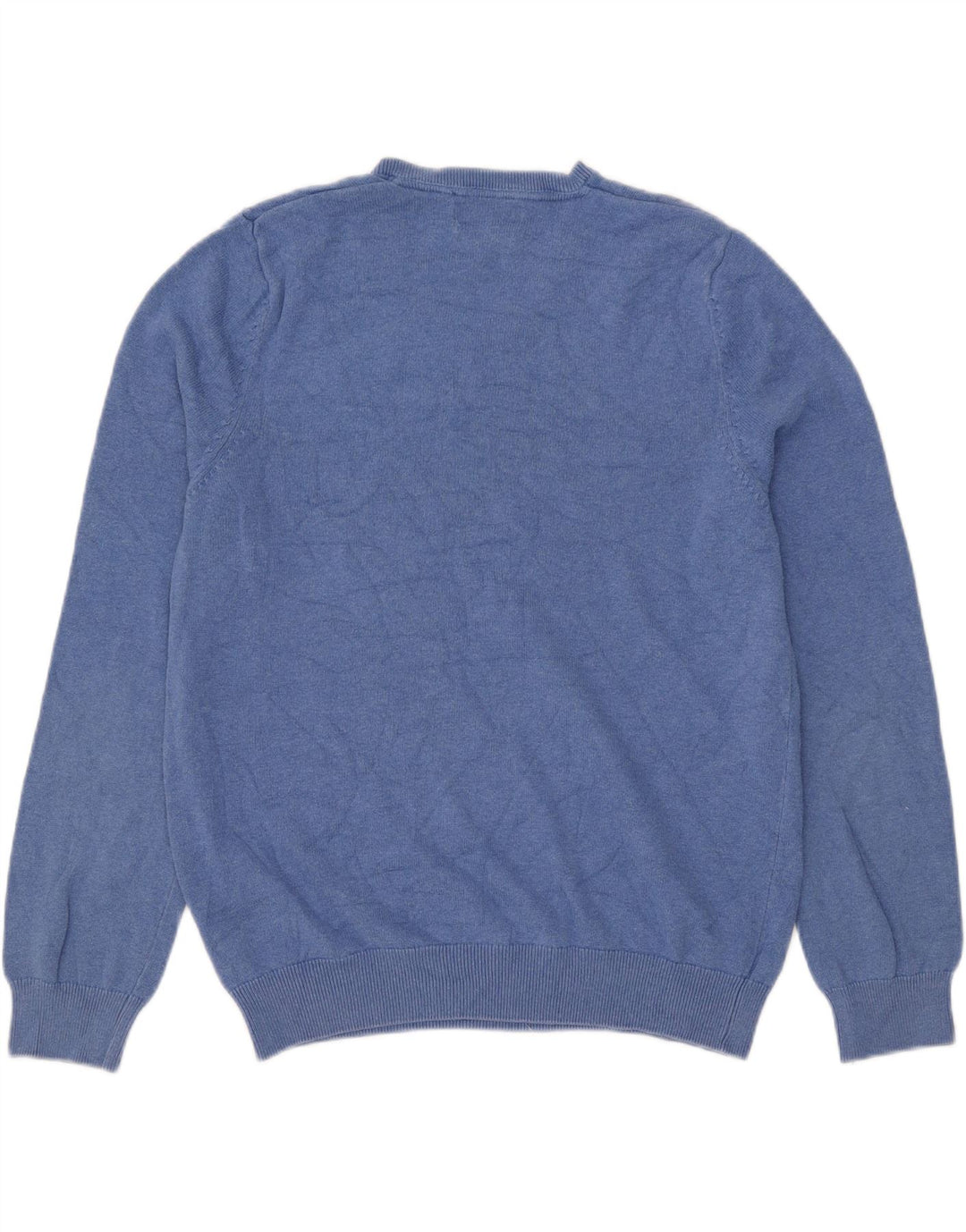 Marks & Spencer Mens V-Neck Jumper Sweater Large Blue Cotton