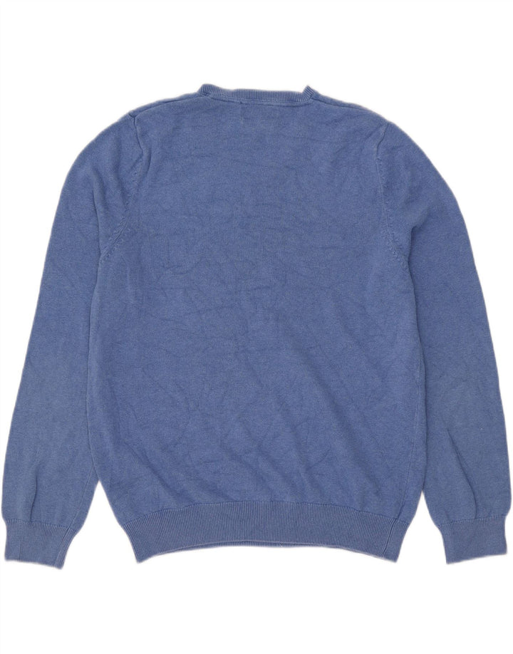 Marks & Spencer Mens V-Neck Jumper Sweater Large Blue Cotton