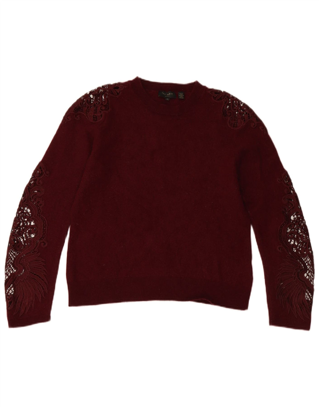 TED BAKER Womens Crew Neck Jumper Sweater Size 4 Large Burgundy