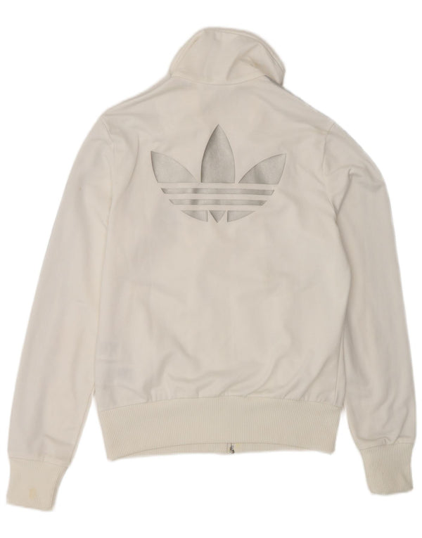 Adidas Womens Graphic Tracksuit Top Jacket EU 38 Small White Polyester