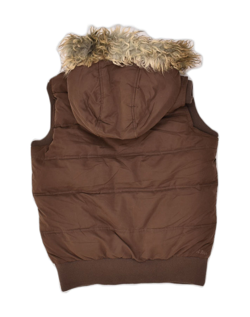 FAT FACE Womens Hooded Padded Gilet UK 10 Small  Brown Polyester | Vintage Fat Face | Thrift | Second-Hand Fat Face | Used Clothing | Messina Hembry 