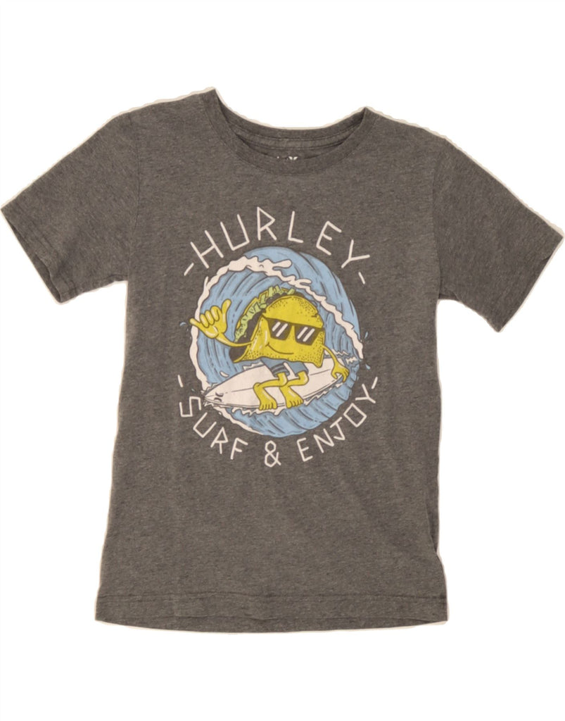 HURLEY Girls Graphic T-Shirt Top 10-11 Years Medium  Grey Cotton Vintage Hurley and Second-Hand Hurley from Messina Hembry 