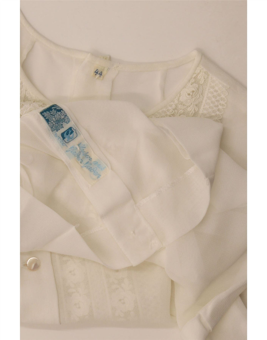 Vintage Womens Sleeveless See Through Blouse Top IT 44 Medium White