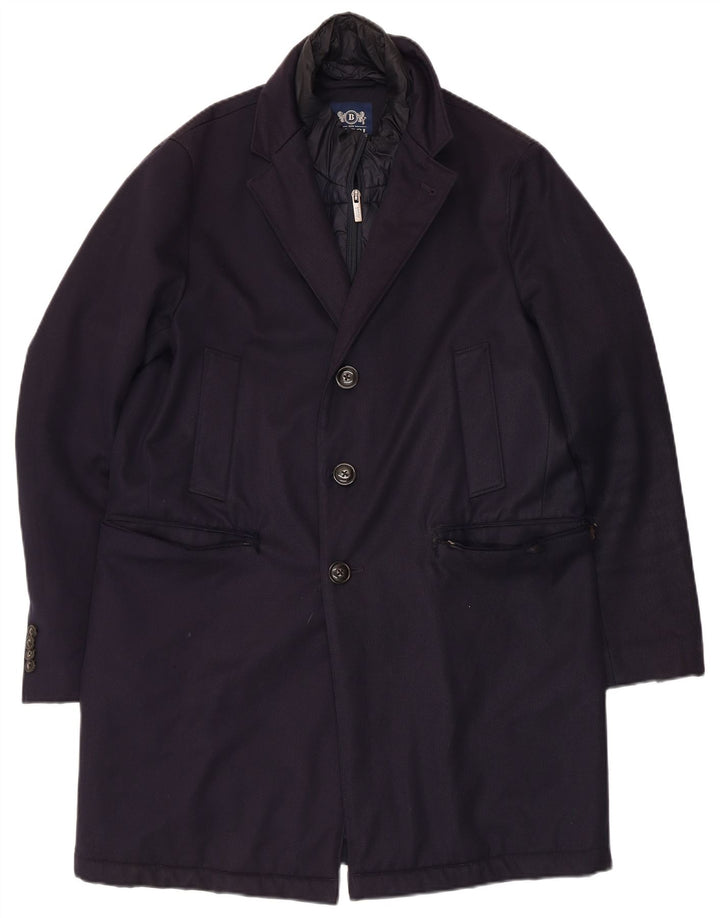 Boggi Mens Overcoat IT 46 Small Navy Blue Wool
