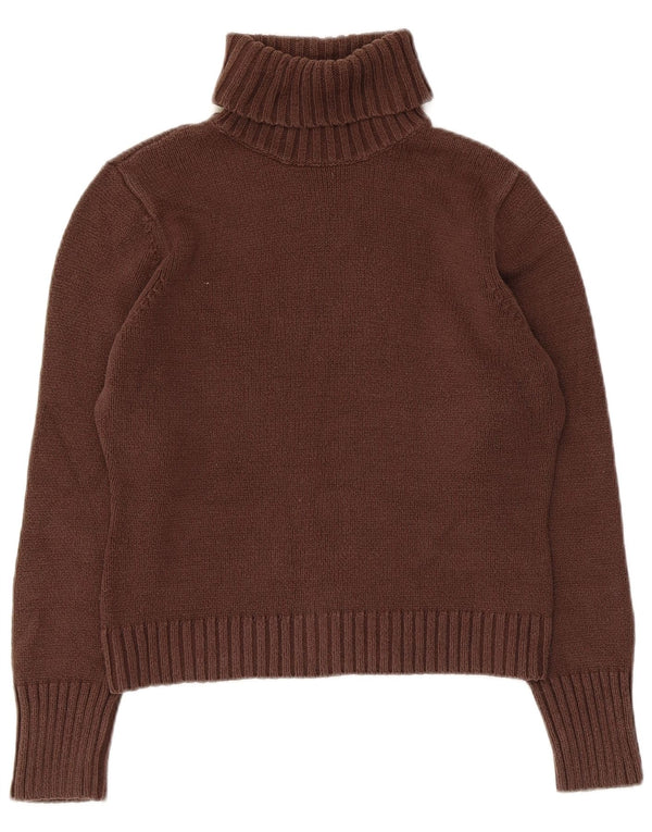 Marks & Spencer Womens Crop Roll Neck Jumper Sweater UK 12 Medium Brown