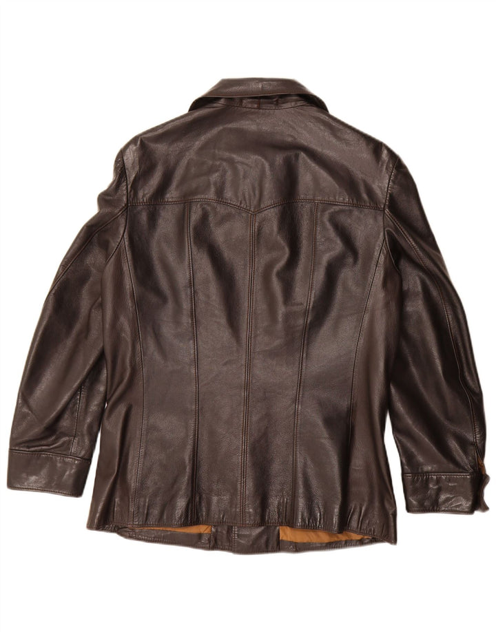 Vintage Womens Leather Jacket IT 50 XL Brown Leather