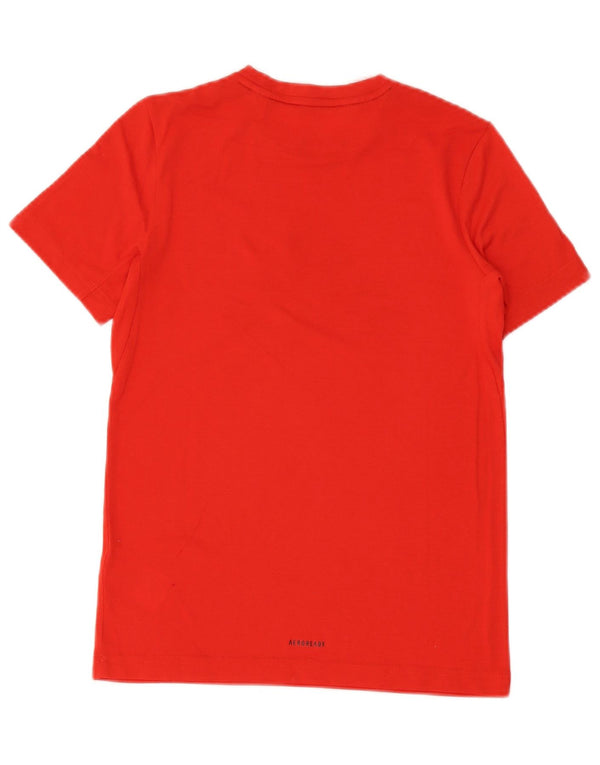 Adidas Boys Aeroready Graphic T-Shirt Top 11-12 Years Red Polyester