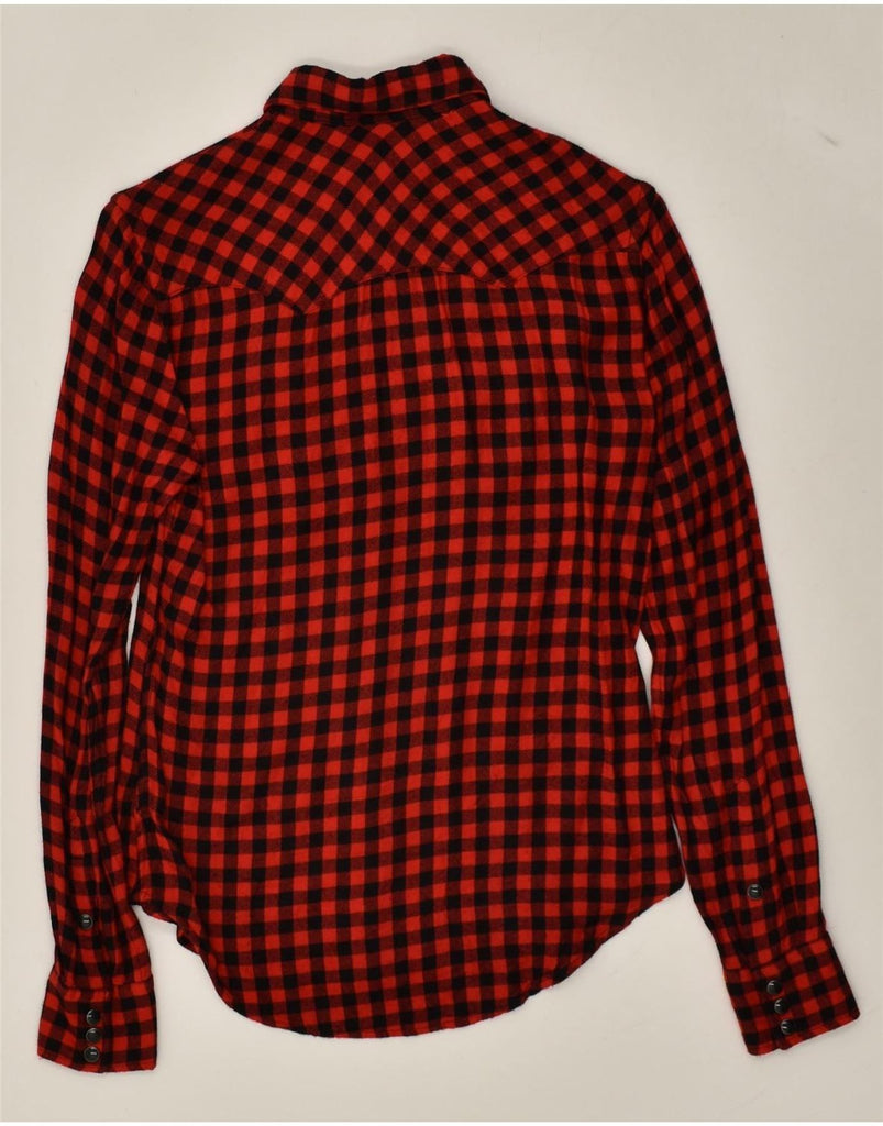 POLO RALPH LAUREN Womens Flannel Shirt US 0 XS Red Gingham Viscose | Vintage Polo Ralph Lauren | Thrift | Second-Hand Polo Ralph Lauren | Used Clothing | Messina Hembry 