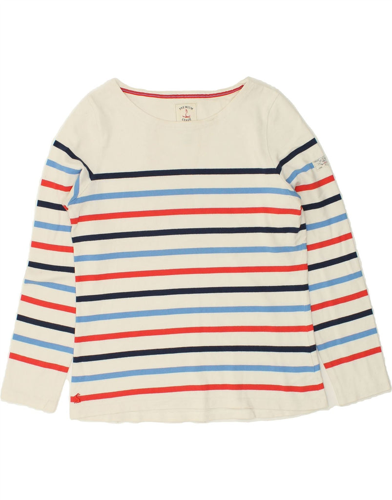 JOULES Womens Top Long Sleeve UK 12 Medium  White Striped Cotton | Vintage Joules | Thrift | Second-Hand Joules | Used Clothing | Messina Hembry 