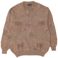 RASICA Mens V-Neck Jumper Sweater IT 48 Medium Brown Geometric Wool