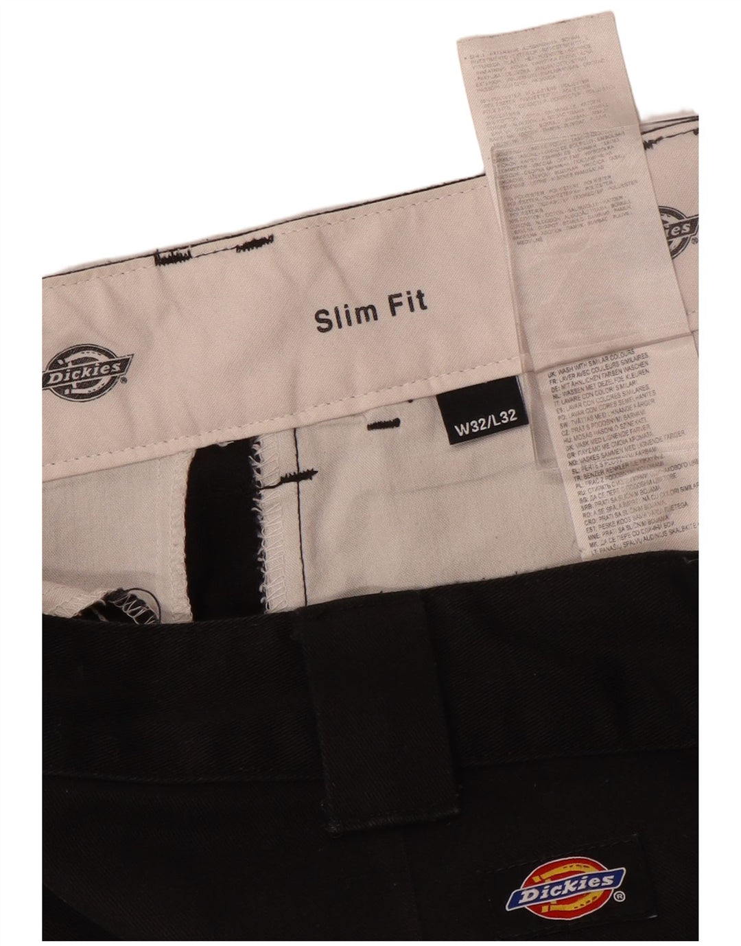 Dickies Mens Slim Fit Chino Trousers W32 L32 Black Cotton