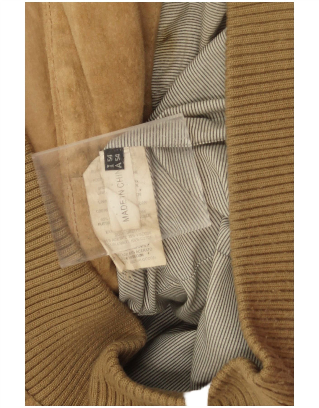 Vintage Mens Suede Bomber Jacket IT 54 2XL Beige Leather