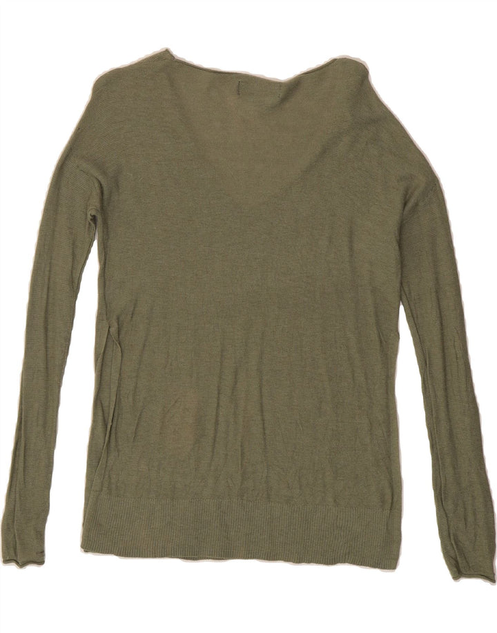 MOSSIMO Womens Oversized V-Neck Jumper Sweater UK 6 XS Khaki Nylon Vintage Mossimo and Second-Hand Mossimo from Messina Hembry 