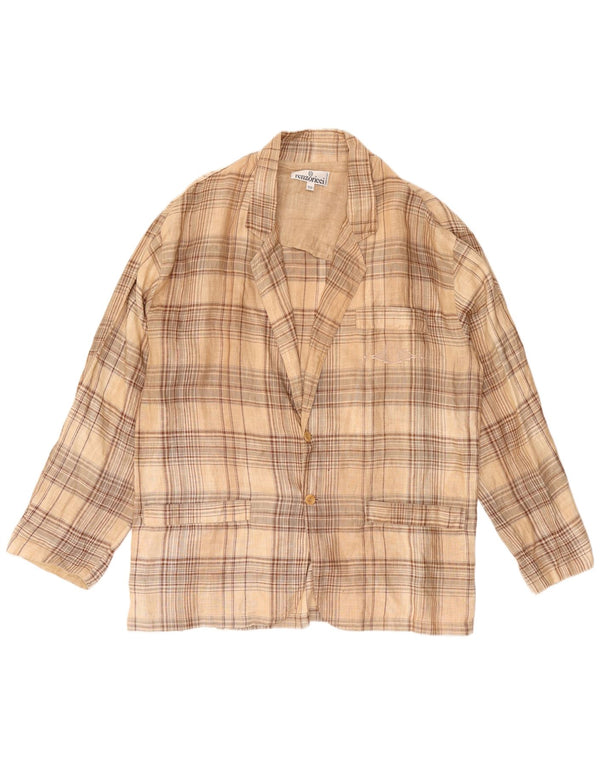 Vintage Mens 3 Button Blazer Jacket IT 52 XL Beige Check