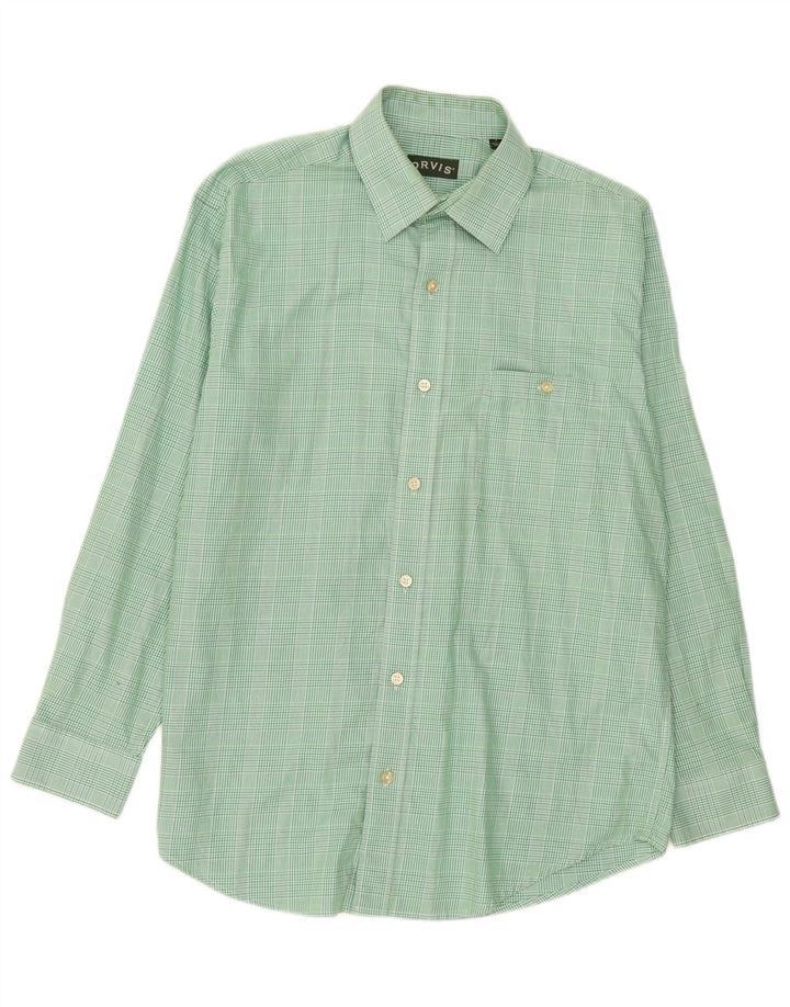 Orvis Mens Flannel Shirt Large Green Check Cotton