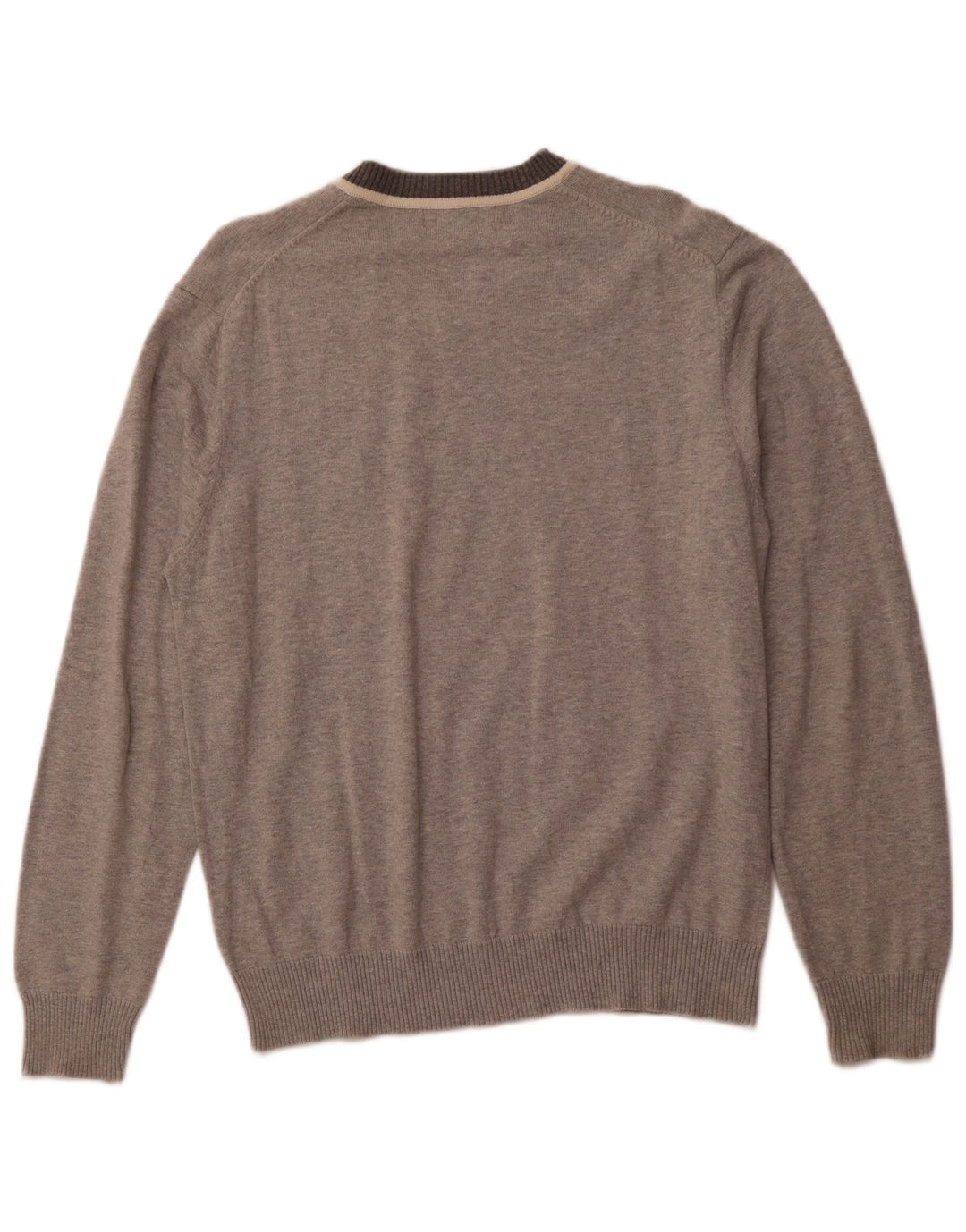 WAMPUM Womens V-Neck Jumper Sweater UK 18 XL Grey Cotton