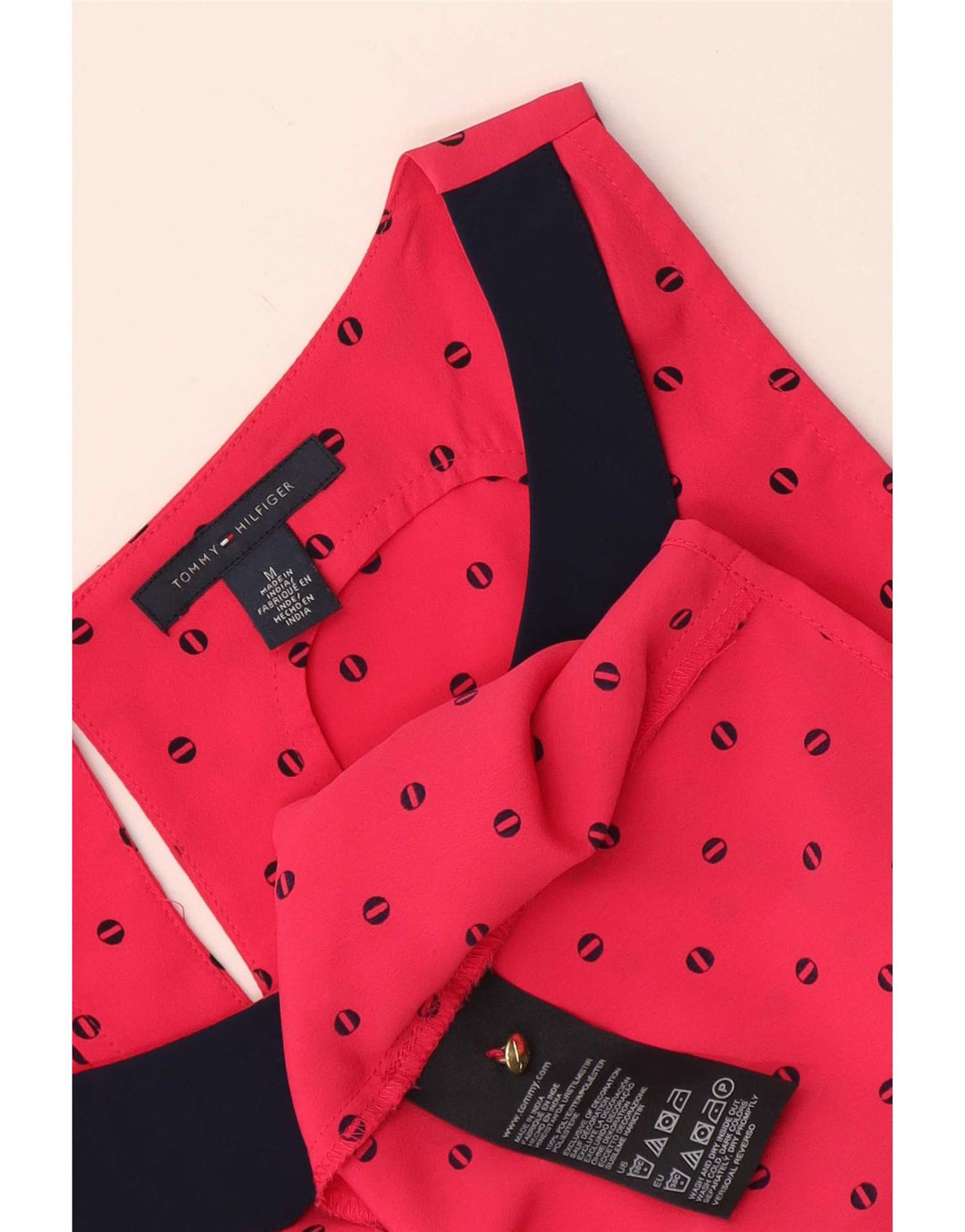 Tommy Hilfiger Womens Sleeveless Blouse Top UK 14 Medium Red Spotted