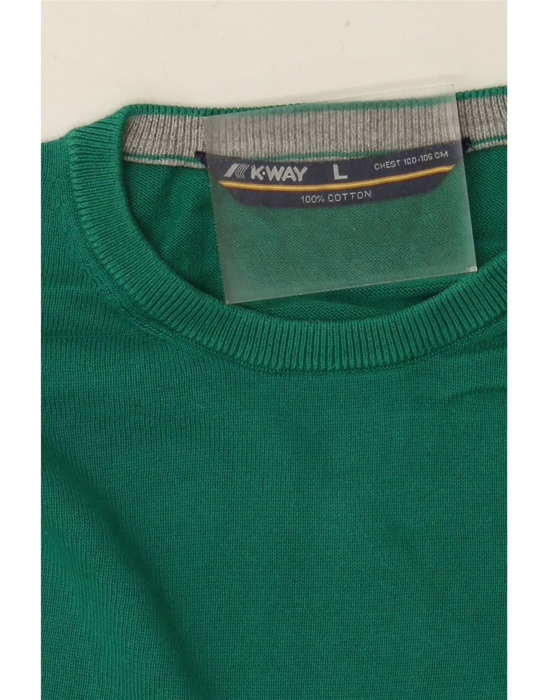 K-Way Mens Crew Neck Jumper Sweater Large Green Cotton